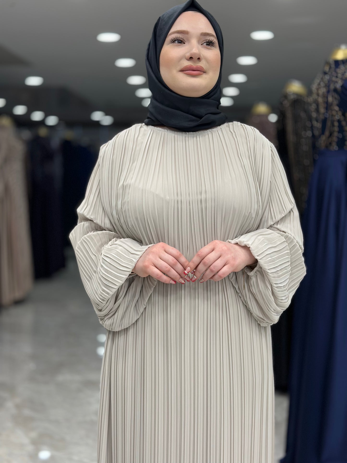 ekose 1001 sifon elbise ekru (1)