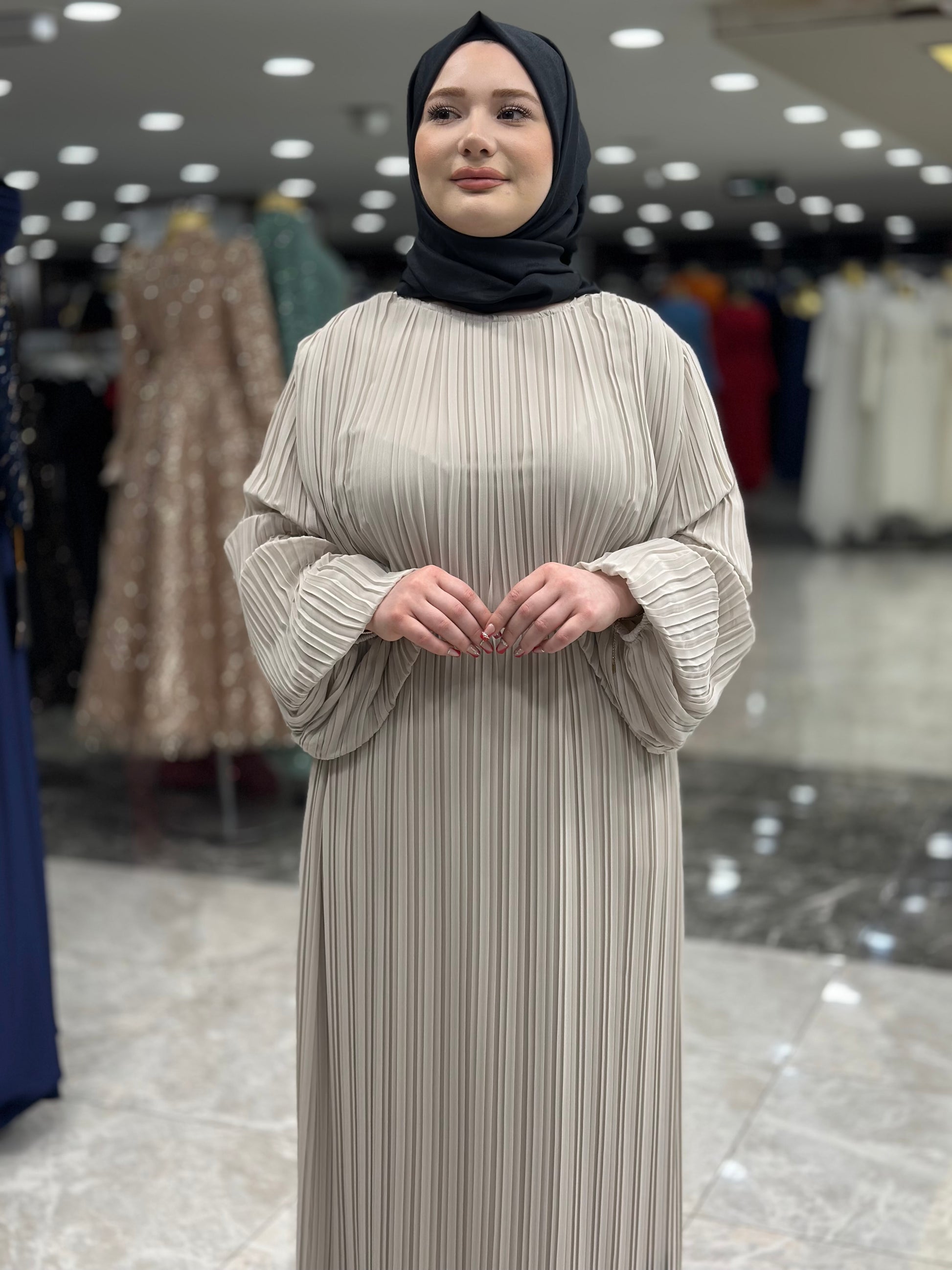 ekose 1001 sifon elbise ekru (2)