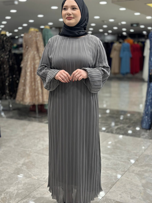 ekose 1001 sifon elbise gri (1)