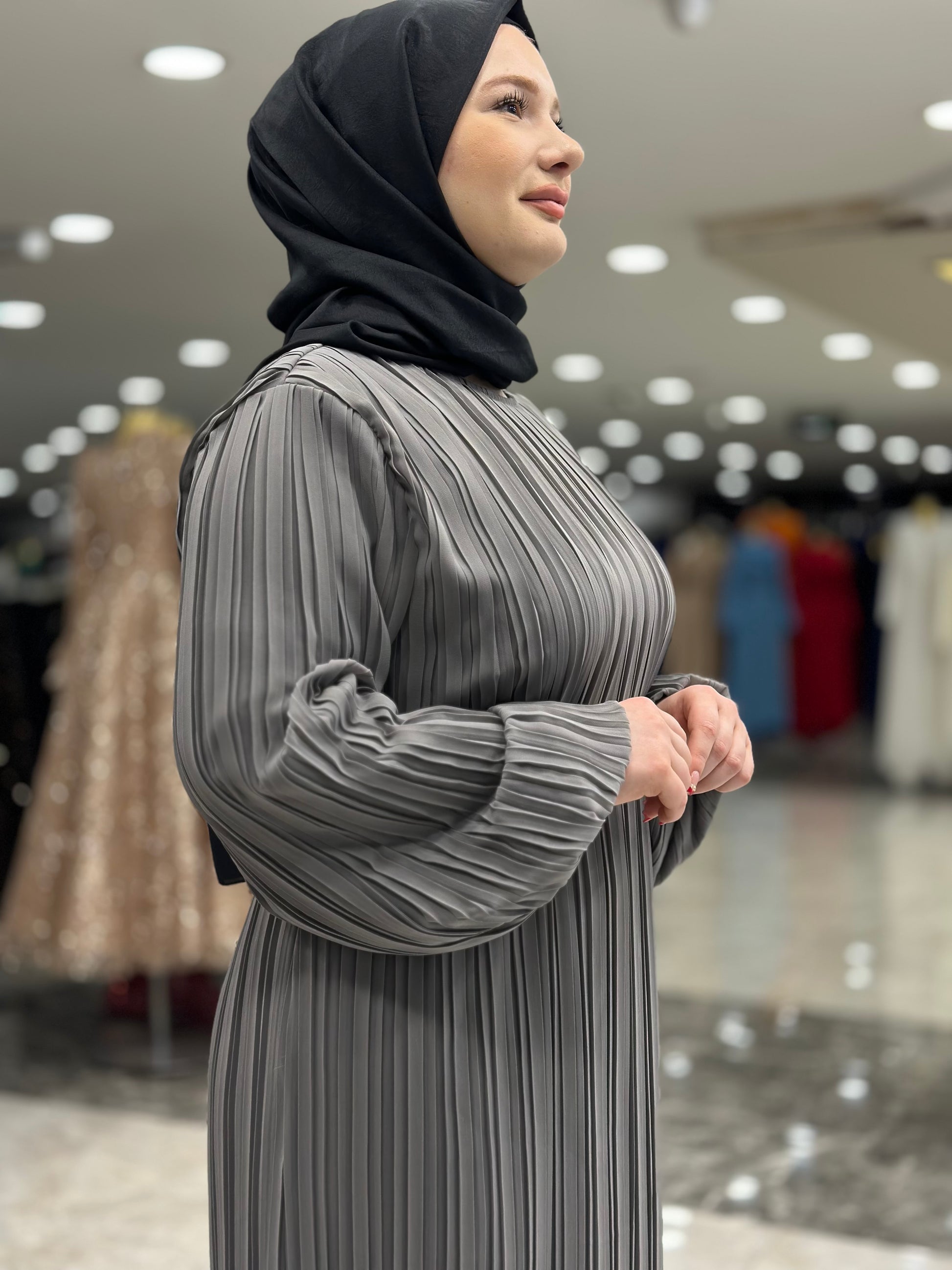 ekose 1001 sifon elbise gri (2)
