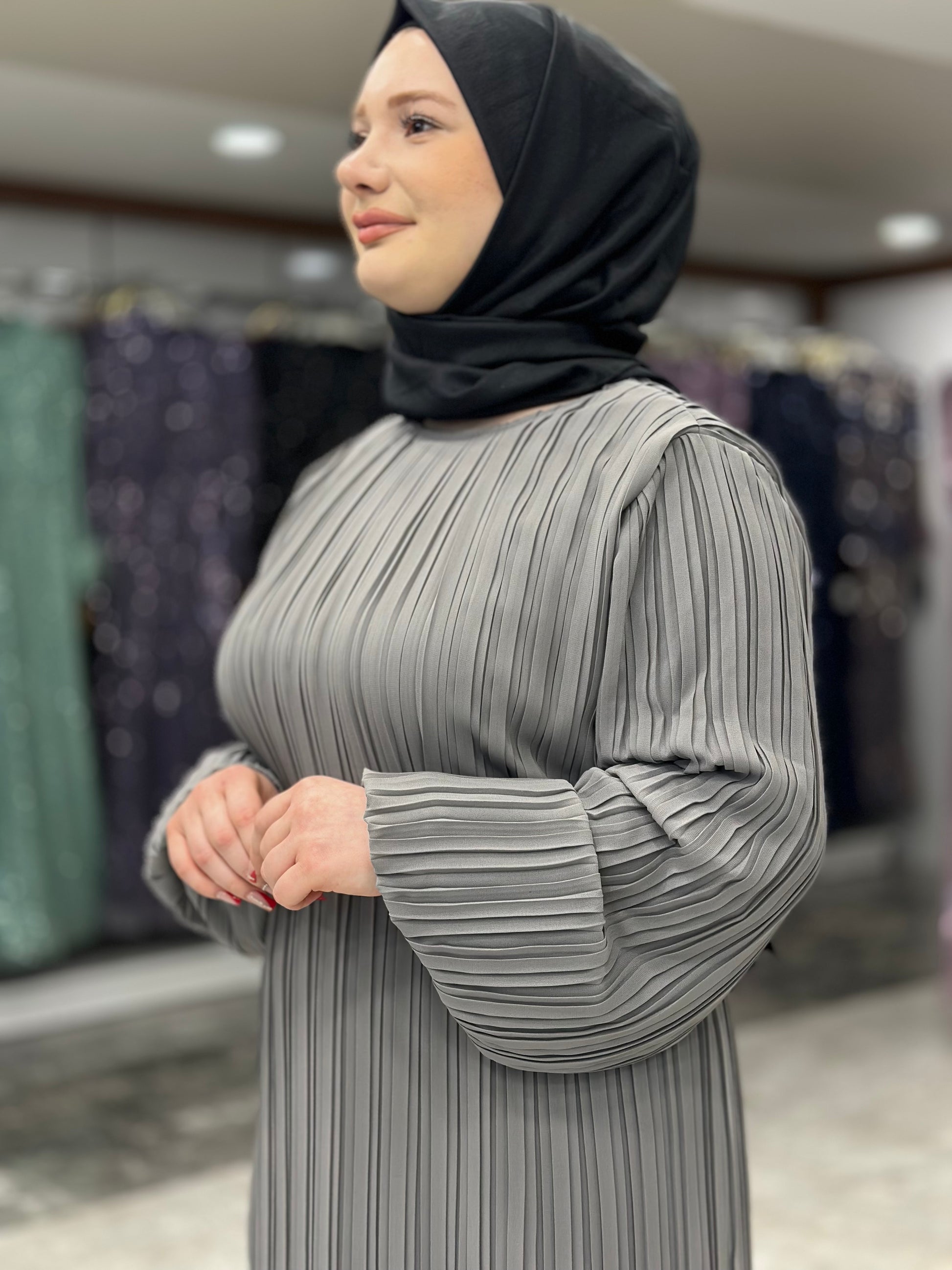 ekose 1001 sifon elbise gri (3)