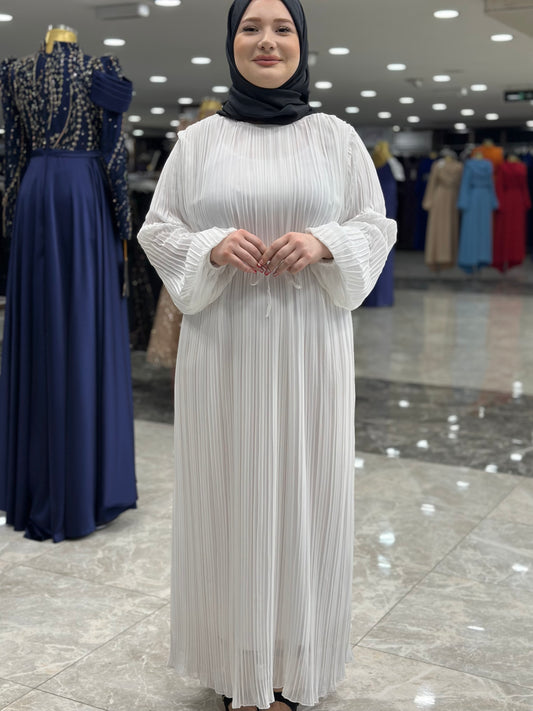 ekose 1001 sifon elbise krem (1)