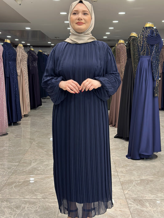 ekose 1001 sifon elbise lacivert (1)