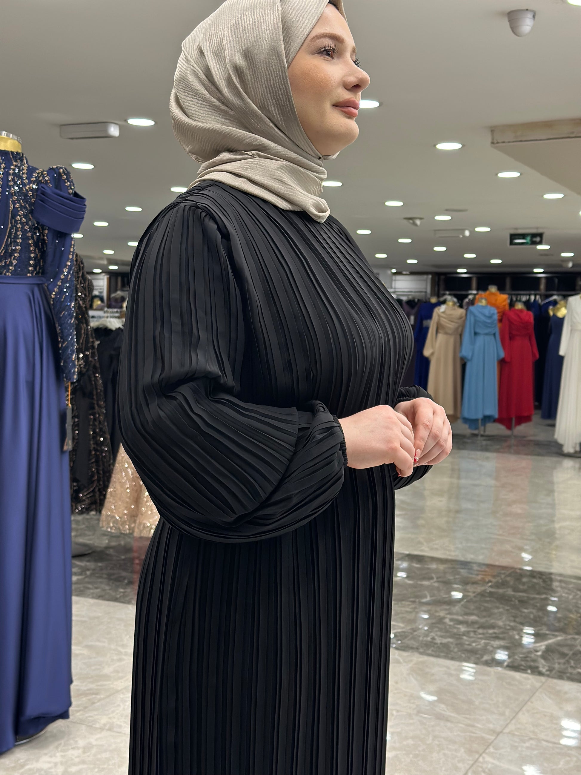 ekose 1001 sifon elbise siyah (2)