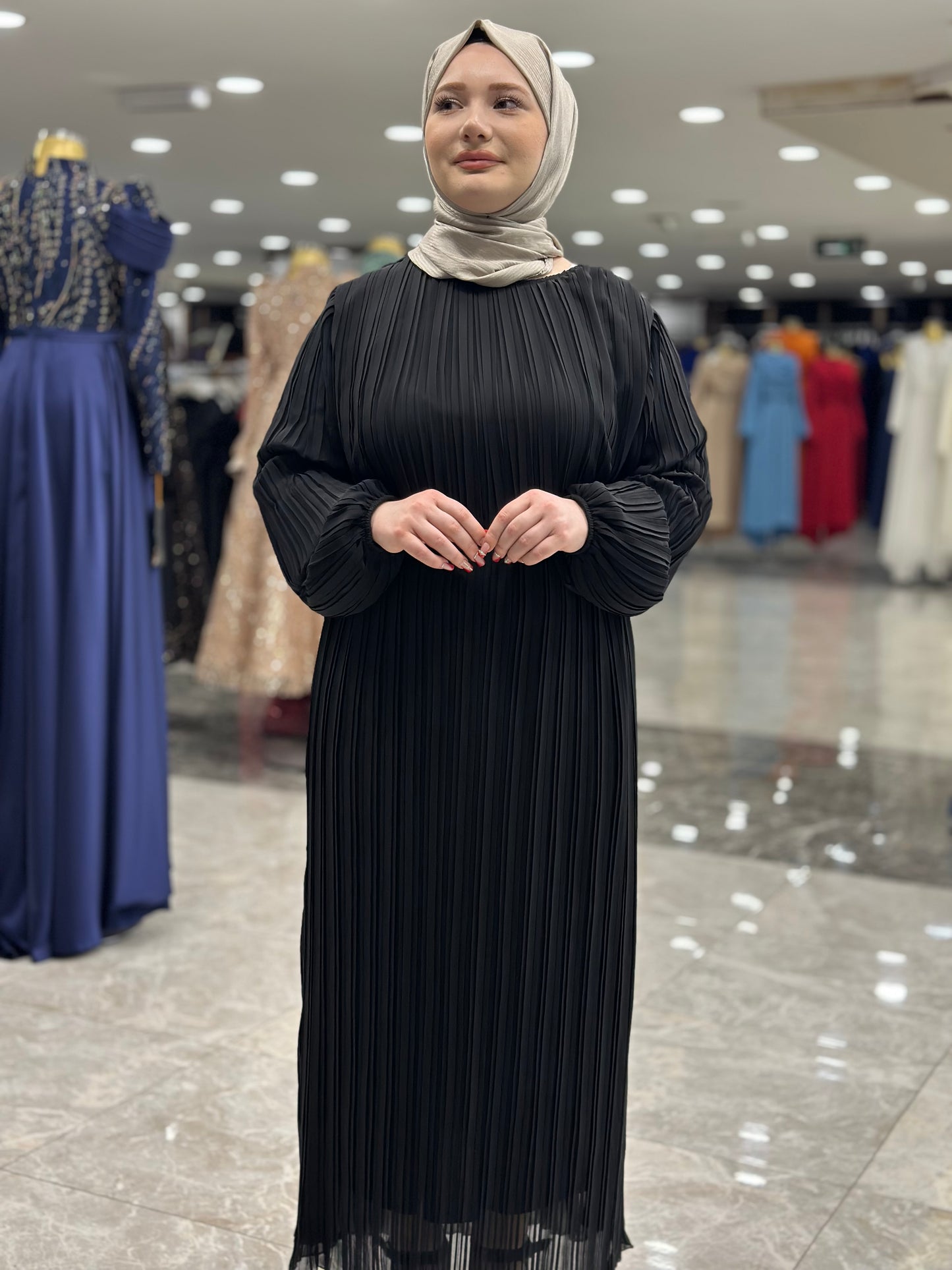 ekose 1001 sifon elbise siyah (3)