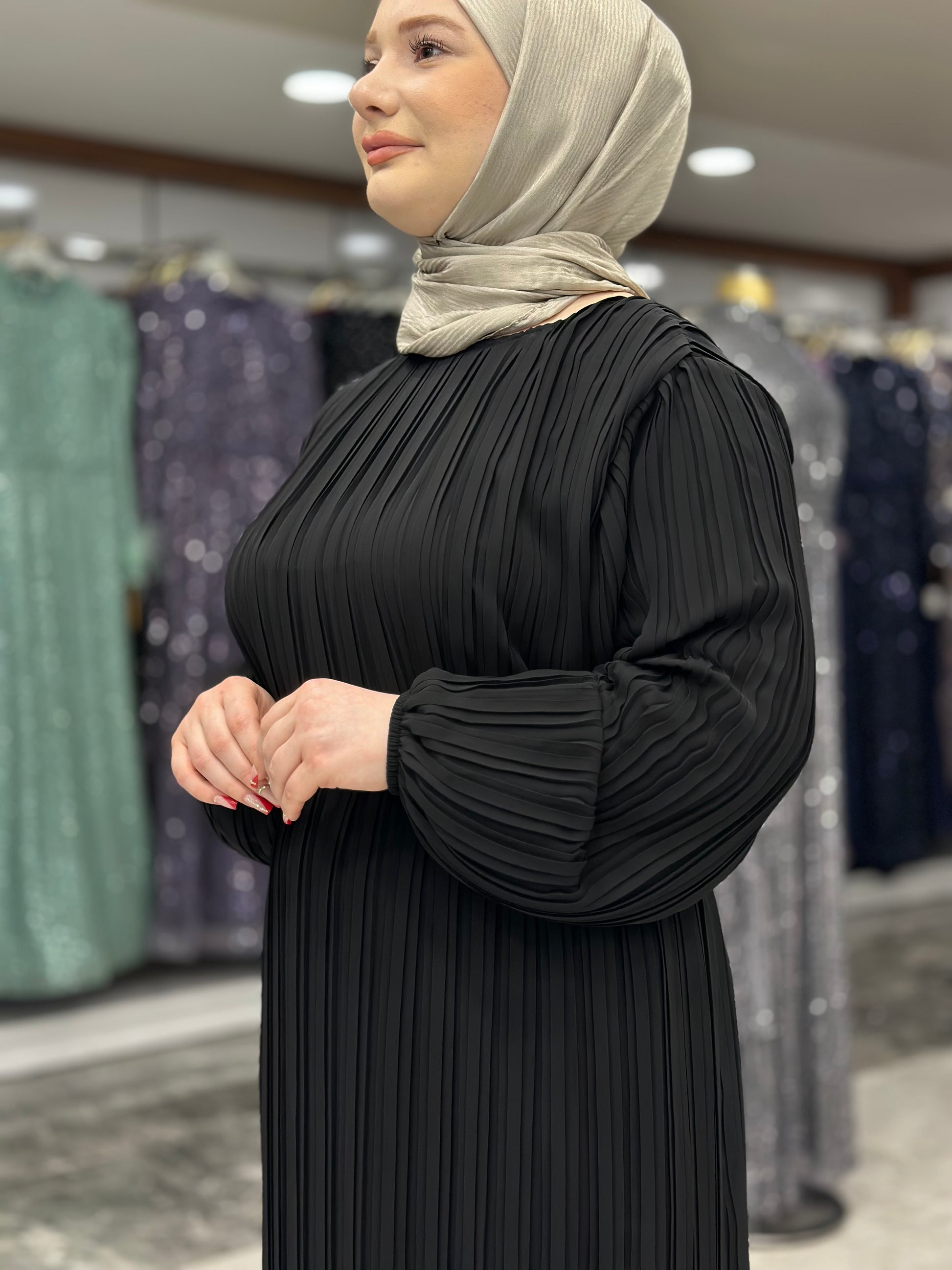 ekose 1001 sifon elbise siyah (4)