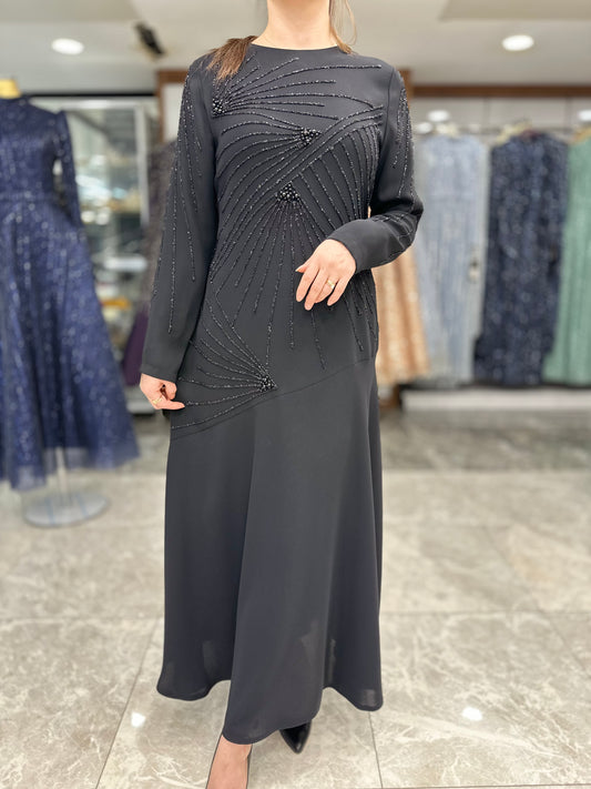 juki 5503 tas islemeli elbise siyah (1)