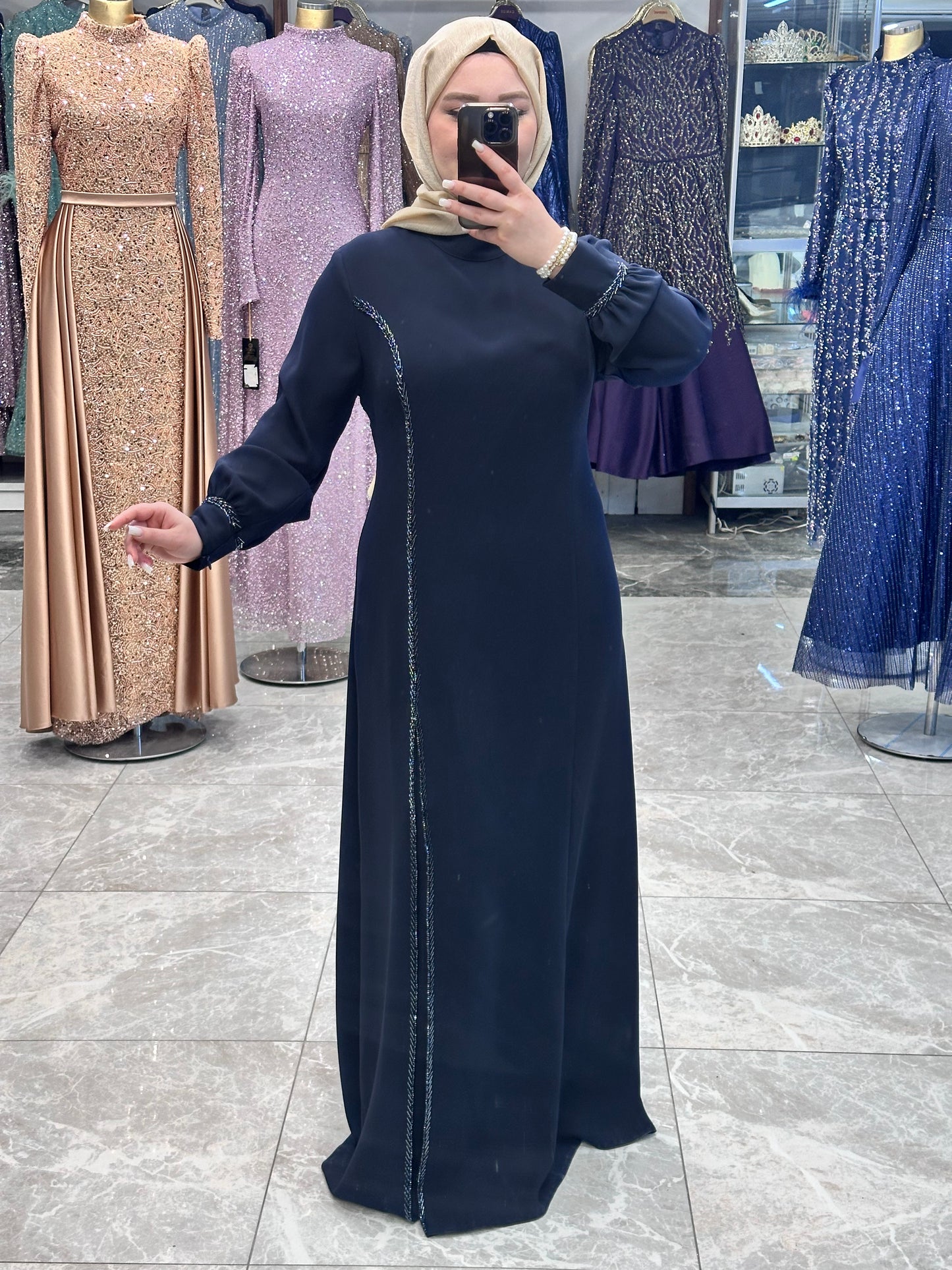 juki 5529 boncuk islemeli elbise siyah (4)
